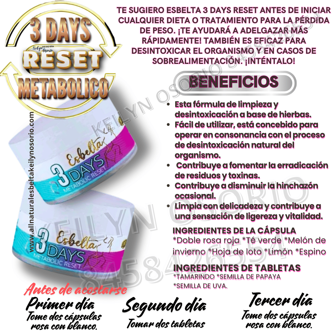 Kit Esbelta para Bienestar y Apoyo de Metabolismo | Less-K, sos, Detox flat belly y 3 day reset All Natural Esbelta