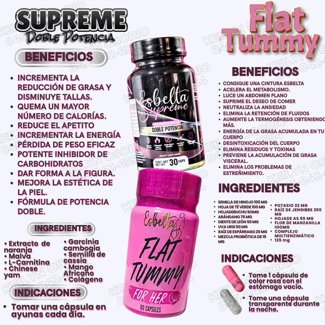 Esbelta Flat Tummy y supreme doble potencia maximos resultados gran combinación
