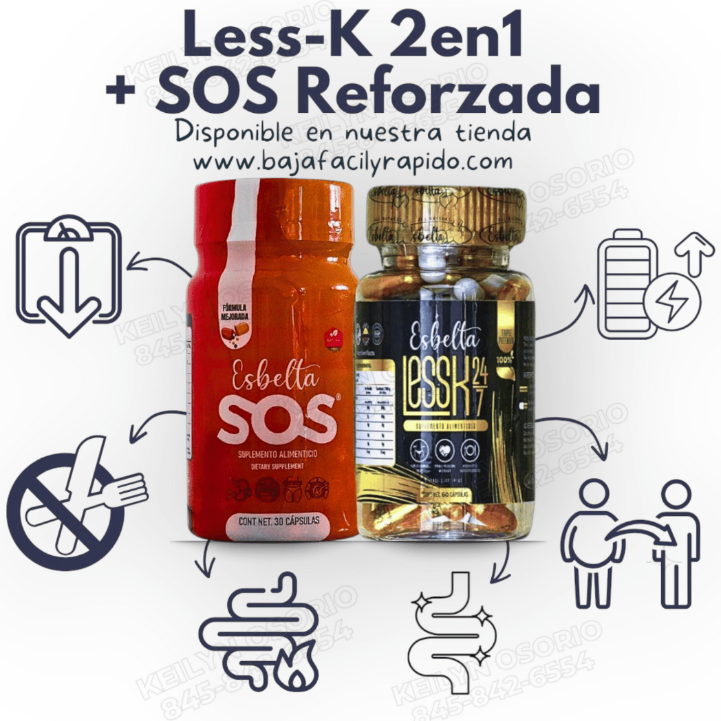 Kit Esbelta para Bienestar y Apoyo de Metabolismo | Less-K, sos, Detox flat belly y 3 day reset All Natural Esbelta